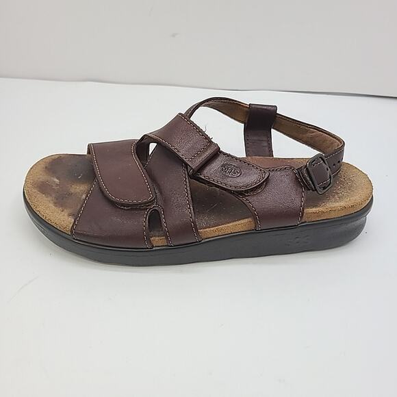 SAS Huggy Tripad Comfort Brown Leather Sandals Adj Straps USA Made Women Sz 8 - Picture 7 of 10